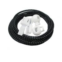 Gumové reflexné šnúrky do topánok so zarážkou, jeden pár - Čierno sivo biele, 100 cm
