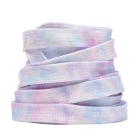 Široké šnúrky do topánok batikované, jeden pár - Bielo fialové, 120 cm