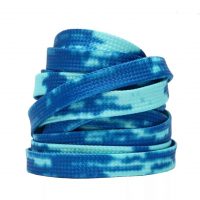 Široké šnúrky do topánok batikované, jeden pár - Modro tyrkysové, 120 cm