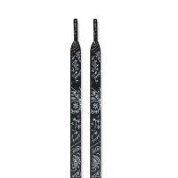 Široké šnúrky s potlačou, jeden pár - Čierne, 120 cm