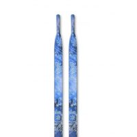 Široké šnúrky s potlačou, jeden pár - Modré, 120 cm