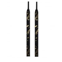 Široké šnúrky do topánok batikované dvojfarebné, jeden pár - Čierno zlaté, 120 cm