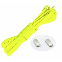 Elastické šnúrky do topánok široké - Typ D - magnetické zacvakávacie, jeden pár - Neónovo zelené, 100 cm