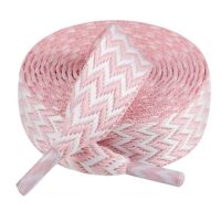 Silné ploché tkaničky, jeden pár - Ružovo biele, 140 cm