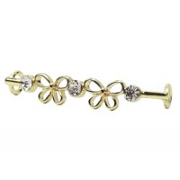 Ozdobná spona na tkaničky - Motýli s kamienkami, zlatá