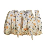 Šnúrky s kvetinovým potlačom, jeden pár - Bielo oranžové, 140 cm