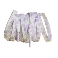 Šnúrky s kvetinovým potlačom, jeden pár - Bielo fialové, 140 cm