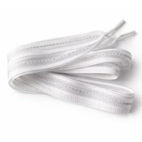 Široké šnúrky s priehľadnými pruhmi, jeden pár - Bielé, 120 cm