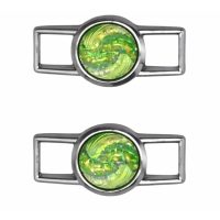 Kovová spona - priezka na tkaničky - Nebula, zelená