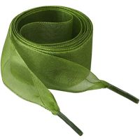 Saténové stuhové šnúrky do topánok, jeden pár - Zelené, 110 cm