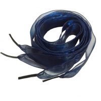 Saténové stuhové šnúrky do topánok, jeden pár - Námornícka modrá, 120 cm