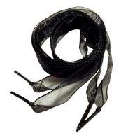 Saténové stuhové tkaničky do bot, jeden pár - Čierné, 120 cm
