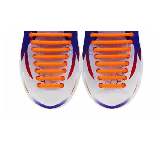 Foto - Silikónové šnúrky do topánok polguľaté 16 kusov - Oranžové