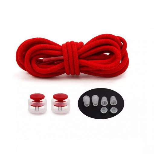 Foto - Gumové športové šnúrky do topánok so zarážkou, jeden pár - Červené, 100 cm