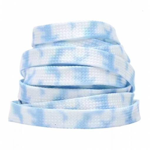 Foto - Široké šnúrky do topánok batikované, jeden pár - Modro biele, 100 cm