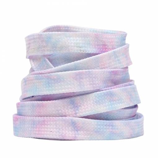 Foto - Široké šnúrky do topánok batikované, jeden pár - Bielo fialové, 120 cm
