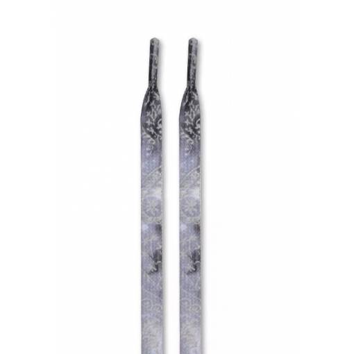 Foto - Široké šnúrky s potlačou, jeden pár - Sivo biele, 120 cm