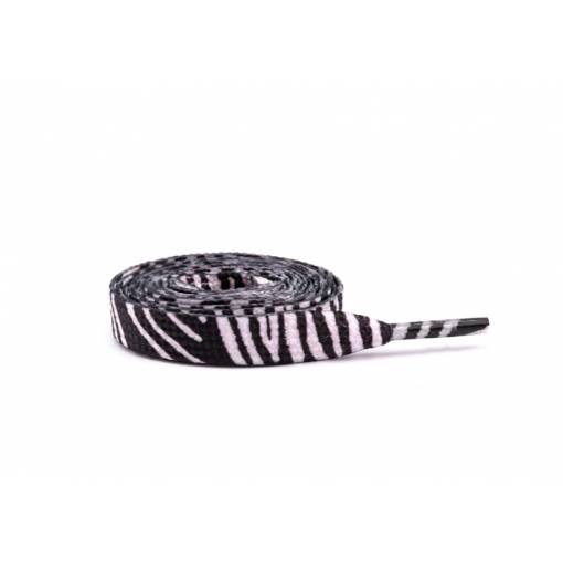 Foto - Široké šnúrky do topánok maskáčové, jeden pár - Čierno biela zebra, 120 cm