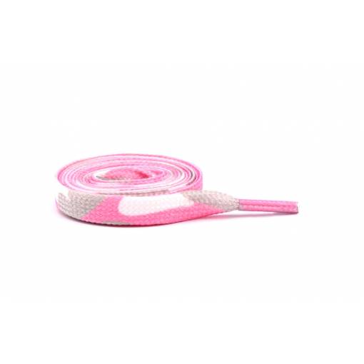 Foto - Široké šnúrky do topánok maskáčové, jeden pár - Ružovo sivé, 120 cm