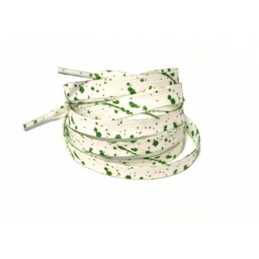 Foto - Široké šnúrky do topánok batikované dvojfarebné, jeden pár - Bielo zelené, 120 cm