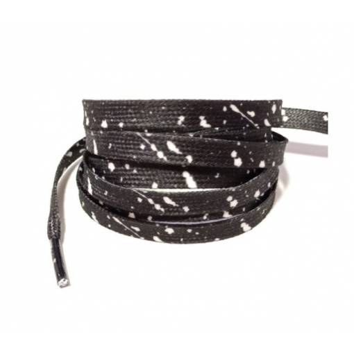 Foto - Široké šnúrky do topánok batikované dvojfarebné, jeden pár - Čierno biele, 120 cm