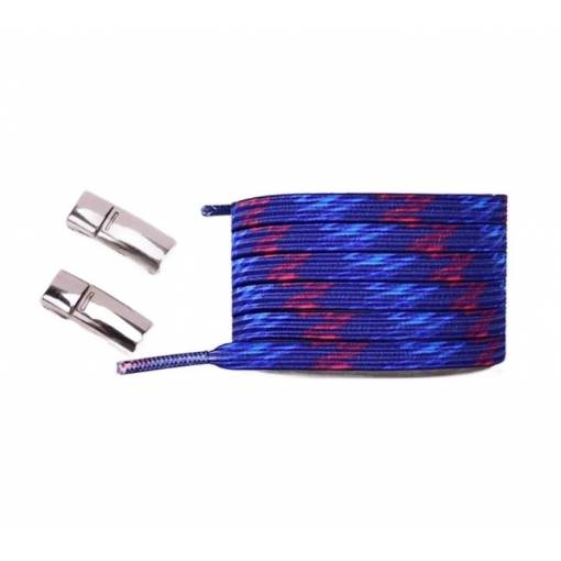 Foto - Elastické šnúrky do topánok magnetické zacvakávacie, jeden pár - Modro červené, 100 cm