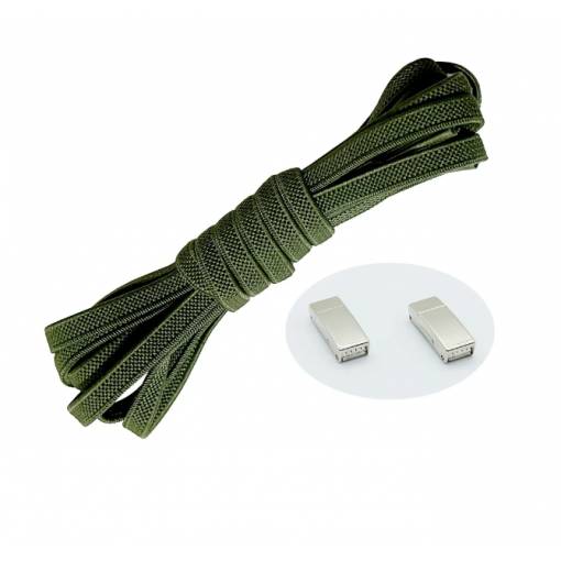 Foto - Elastické šnúrky do topánok široké - Typ D - magnetické zacvakávacie, jeden pár - Svetlo zelené, 100 cm