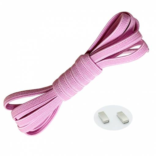 Foto - Elastické šnúrky do topánok široké - Typ D - magnetické zacvakávacie, jeden pár - Svetlo ružové, 100 cm