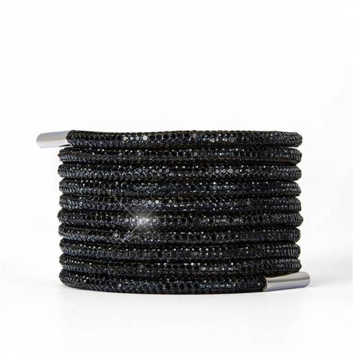Foto - Šnúrky s kamienkami do topánok alebo mikiny, jeden pár - Čierne, 120 cm