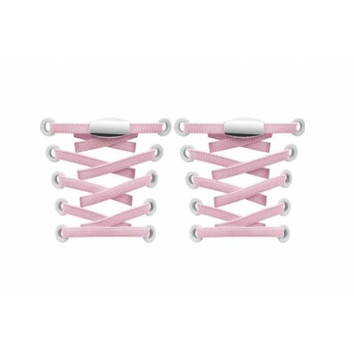 Foto - Elastické šnúrky do topánok široké - Typ E - zacvakávacia, dvojitá koncovka, jeden pár - Ružové, 100 cm