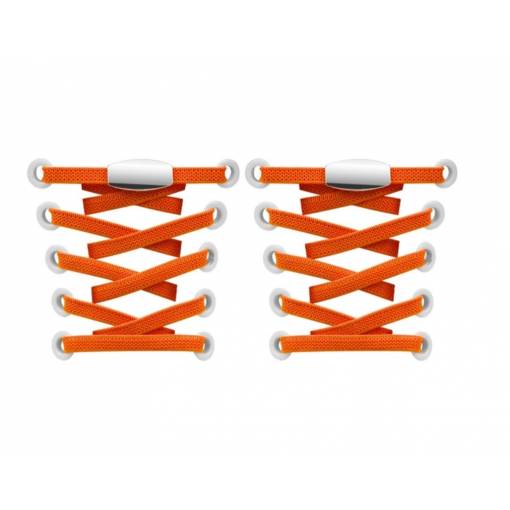Foto - Elastické šnúrky do topánok široké - Typ E - zacvakávacia, dvojitá koncovka, jeden pár - Oranžové, 100 cm