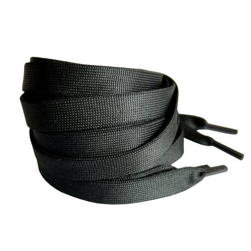Foto - Ploché šnúrky do topánok, jeden pár - Čierne, 120 cm