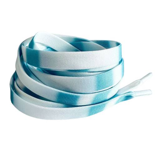 Foto - Ploché šnúrky do topánok, jeden pár - Bielo modré, 120 cm