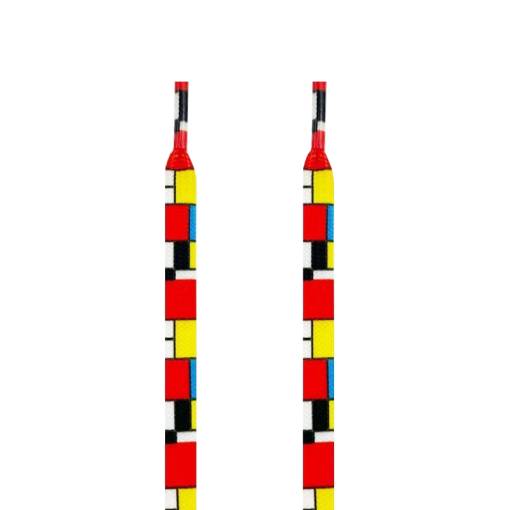Foto - Široké šnúrky s potlačou, jeden pár - Kocky, 120 cm