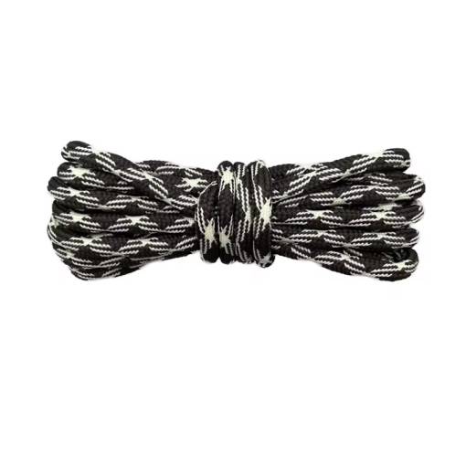 Foto - Okrúhle elastické šnúrky do topánok so sponou, jeden pár - Čierno biele, 100 cm