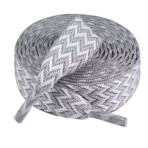 Foto - Silné ploché šnúrky, jeden pár - Šedo biele, 120 cm