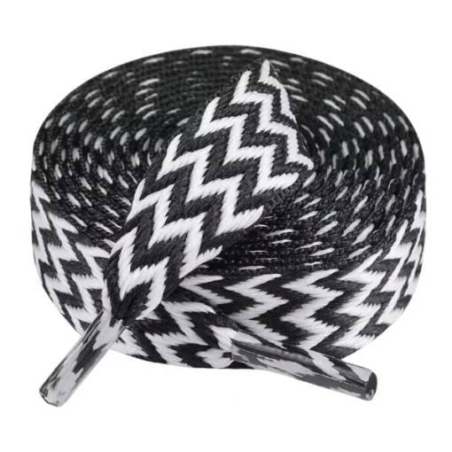 Foto - Silné ploché šnúrky, jeden pár - Čierno biele, 120 cm