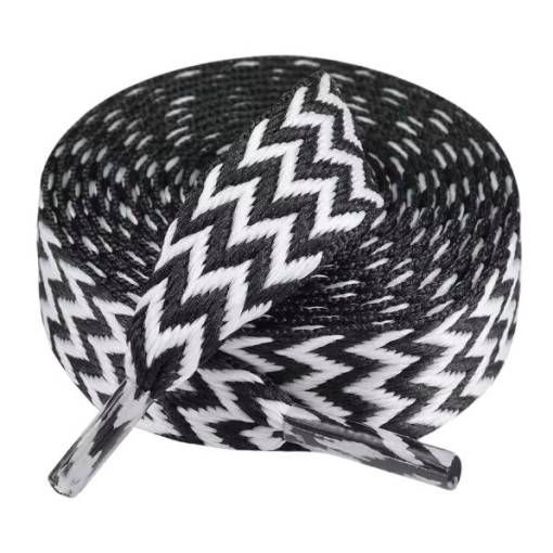 Foto - Silné ploché šnúrky, jeden pár - Čierno biele, 140 cm