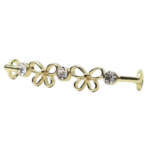 Foto - Ozdobná spona na tkaničky - Motýli s kamienkami, zlatá