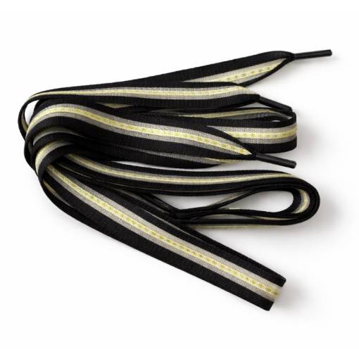 Foto - Široké šnúrky s priehľadnými pruhmi, jeden pár - Čierne, 120 cm