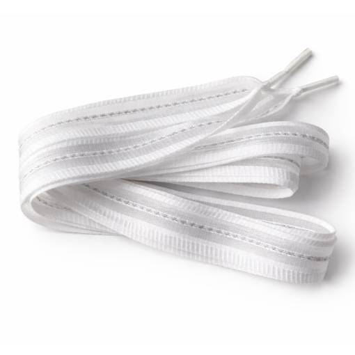 Foto - Široké šnúrky s priehľadnými pruhmi, jeden pár - Bielé, 120 cm