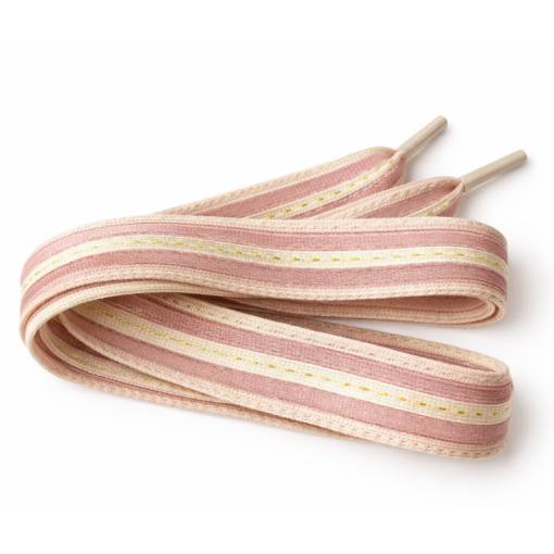 Foto - Široké šnúrky s priehľadnými pruhmi, jeden pár - Ružové, 120 cm