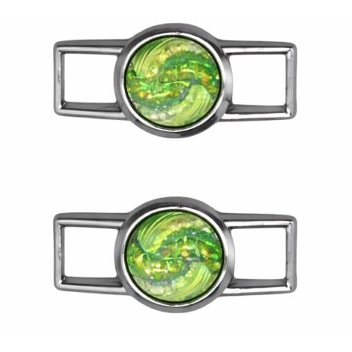 Foto - Kovová spona - priezka na tkaničky - Nebula, zelená