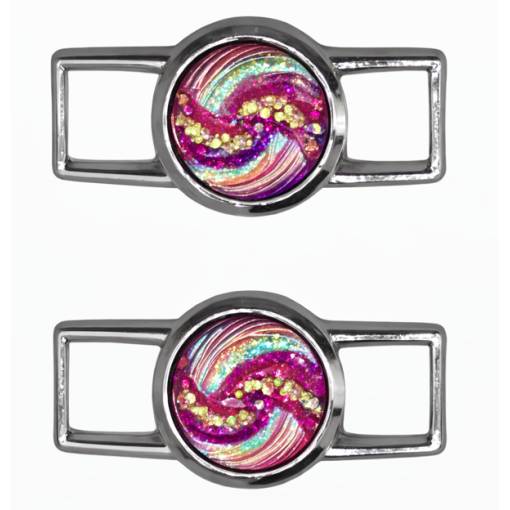 Foto - Kovová spona - priezka na šnúrky - Nebula, ružová