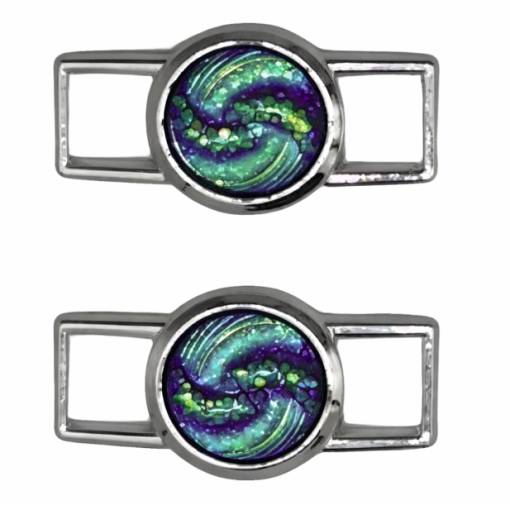 Foto - Kovová spona - priezka na šnúrky - Nebula, modrá