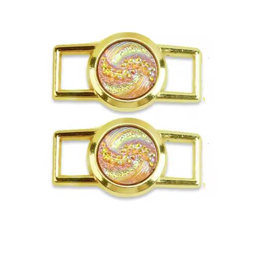 Foto - Kovová spona - priezka na šnúrky - Nebula, svetlo ružová, zlatá