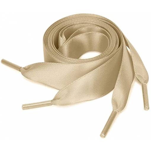 Foto - Hodvábné stuhové šnúrky do topánok alebo do mikiny, jeden pár - Khaki, 120 cm