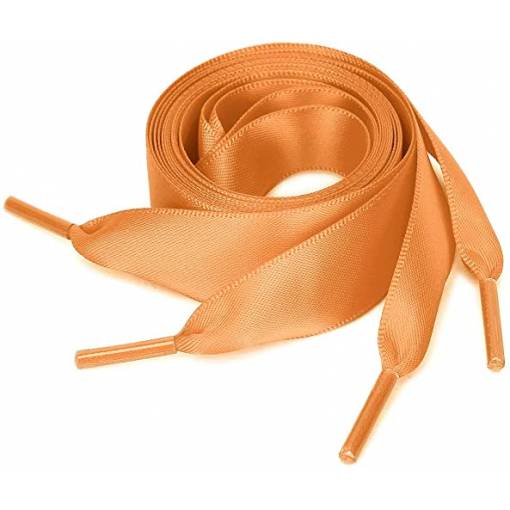 Foto - Hodvábné stuhové šnúrky do topánok alebo do mikiny, jeden pár - Oranžové, 120 cm