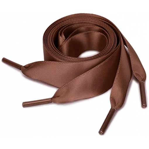 Foto - Hodvábné stuhové šnúrky do topánok alebo do mikiny, jeden pár - Tmavo hnedé, 120 cm