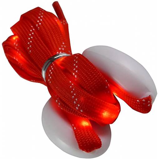 Foto - LED svietiace šnúrky do topánok, jeden pár - Červené, 120 cm